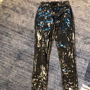 New black vinyl leggings
